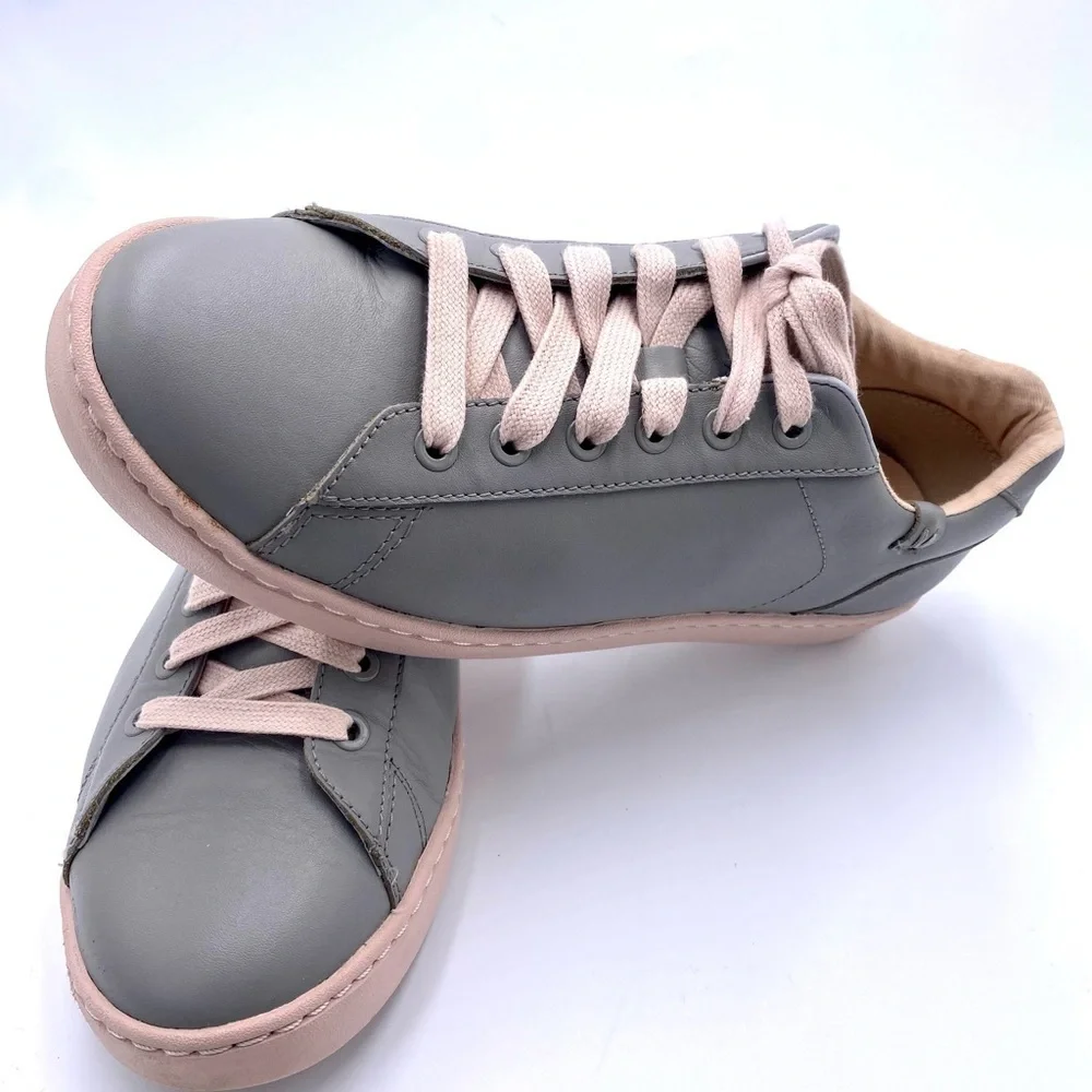 Vionic Mable Leather‎ Lace Up Sneakers Grey Pink sz 9